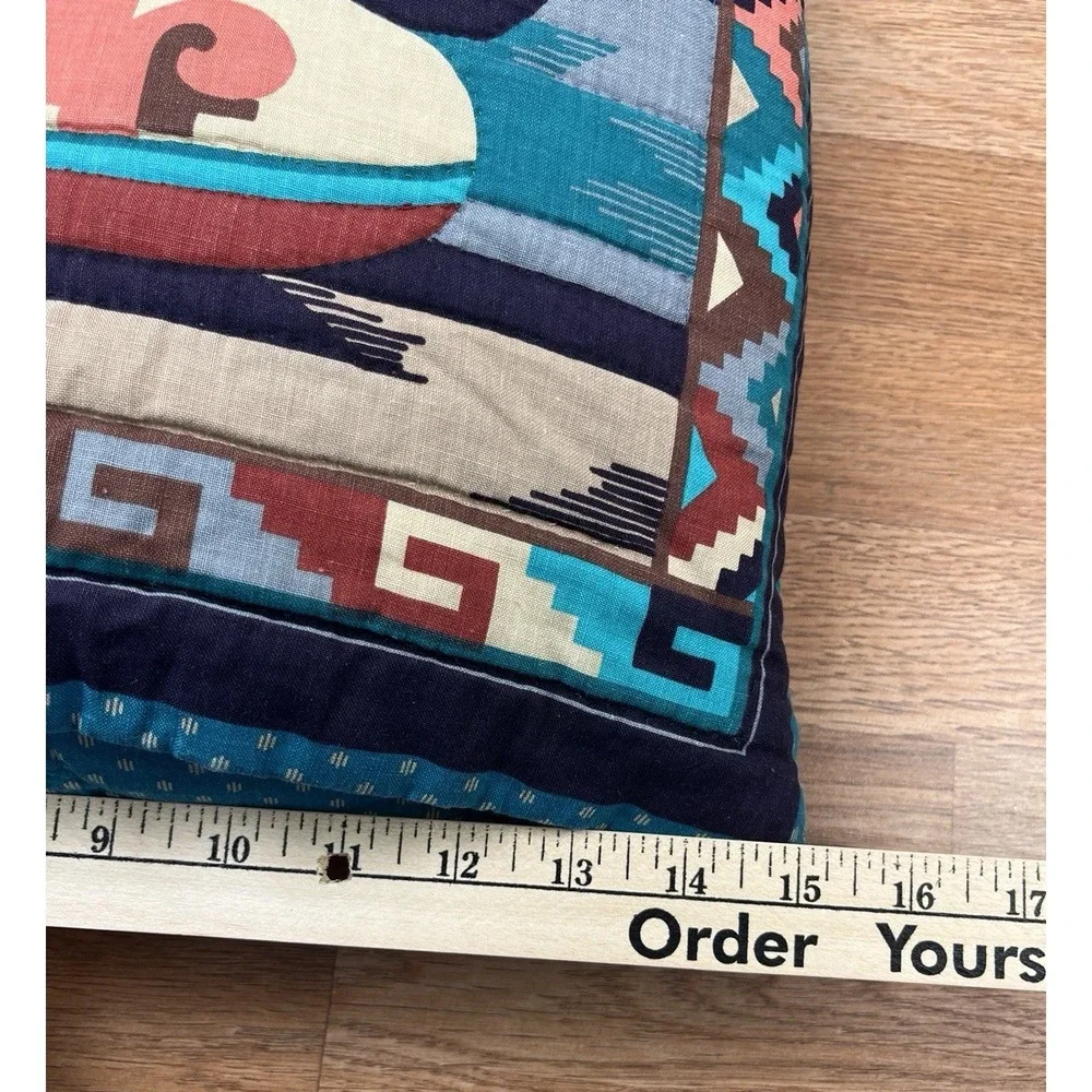Vintage Handmade Quillow- Quilt that folds into a Pillow- Southwest Theme 41x69